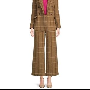 New! A Loves A Plaid High Ride Flat Front Tweed Wide Leg Trousers